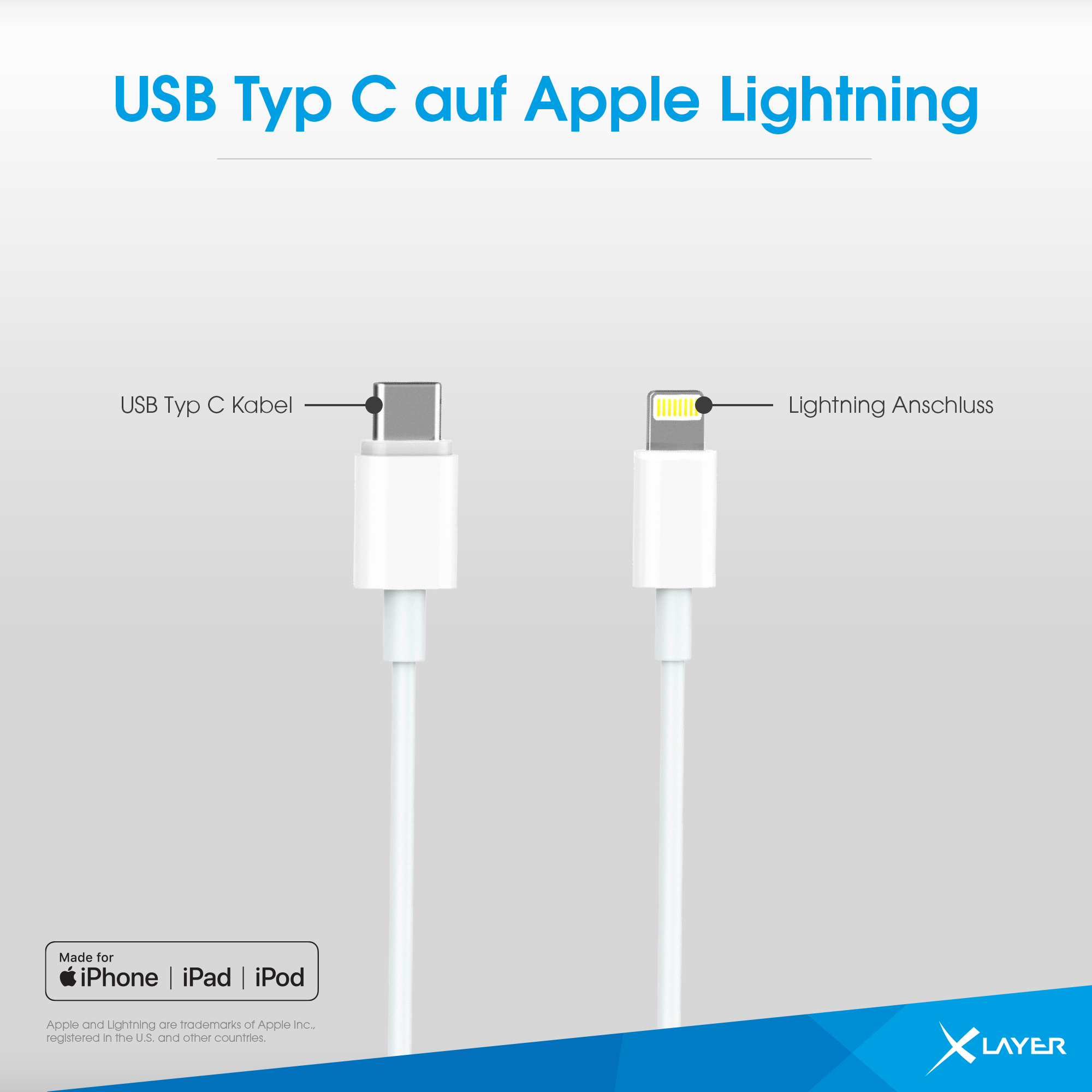 kompatibles 12 Kabel, MagFix MFI Ladegerät Pro iphone,apple, Starter Volt, Weiß Ladegerät USB-C XLAYER Lightning Set Netzteil, Magsafe 20W auf