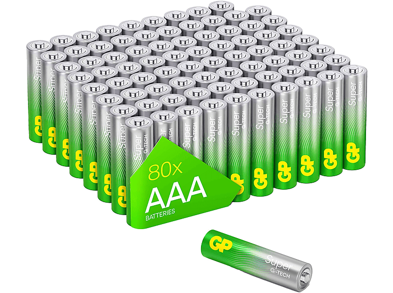 GP Super Alkaline-Micro-AAA-Batterie LR03, 1,5V, 80 Alkaline Batterie Stück