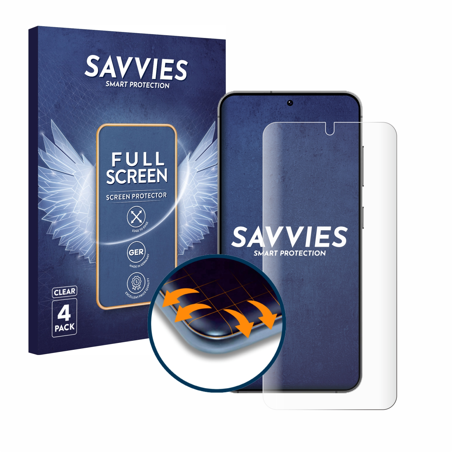 Galaxy Curved Schutzfolie(für S24) 4x SAVVIES Full-Cover Samsung 3D Flex