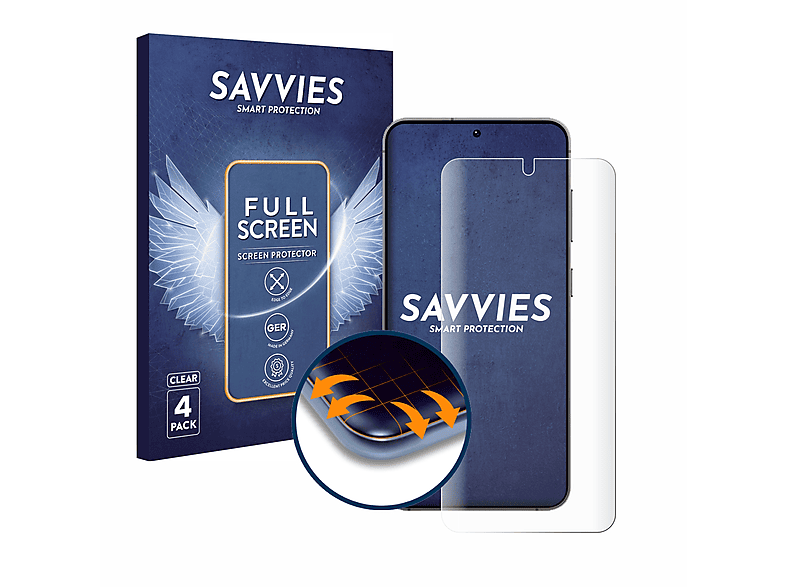 Galaxy Curved Schutzfolie(für S24) 4x SAVVIES Full-Cover Samsung 3D Flex