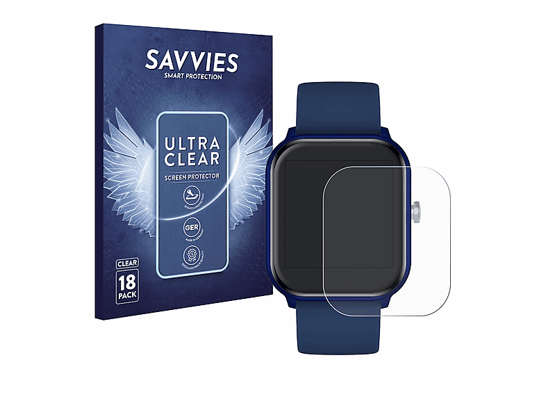 SAVVIES 18x klare Schutzfolie(für Ice-Watch ICE smart 1.4\