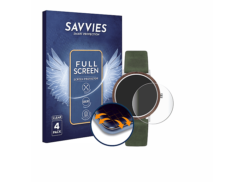 4x Kerbholz SAVVIES Amelie) Schutzfolie(für Flex Curved Full-Cover 3D