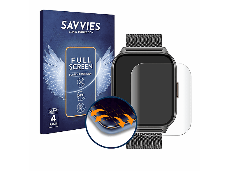 SAVVIES 4x Flex Full-Cover 3D Curved Schutzfolie(für Popglory P95 (2\
