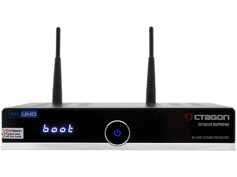 OCTAGON SF8008 SSD Sat DVB-C/T2 (Twin E2 Receiver 4TB SUPREME mit UHD 4K Schwarz) Combo 4K M.2 & UHD Tuner, Linux DVB-S2X Receiver