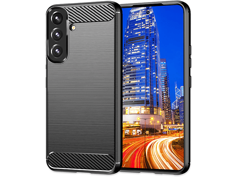 NALIA Carbon-Look Silikon Hülle, Schwarz Galaxy S24, Samsung, Backcover