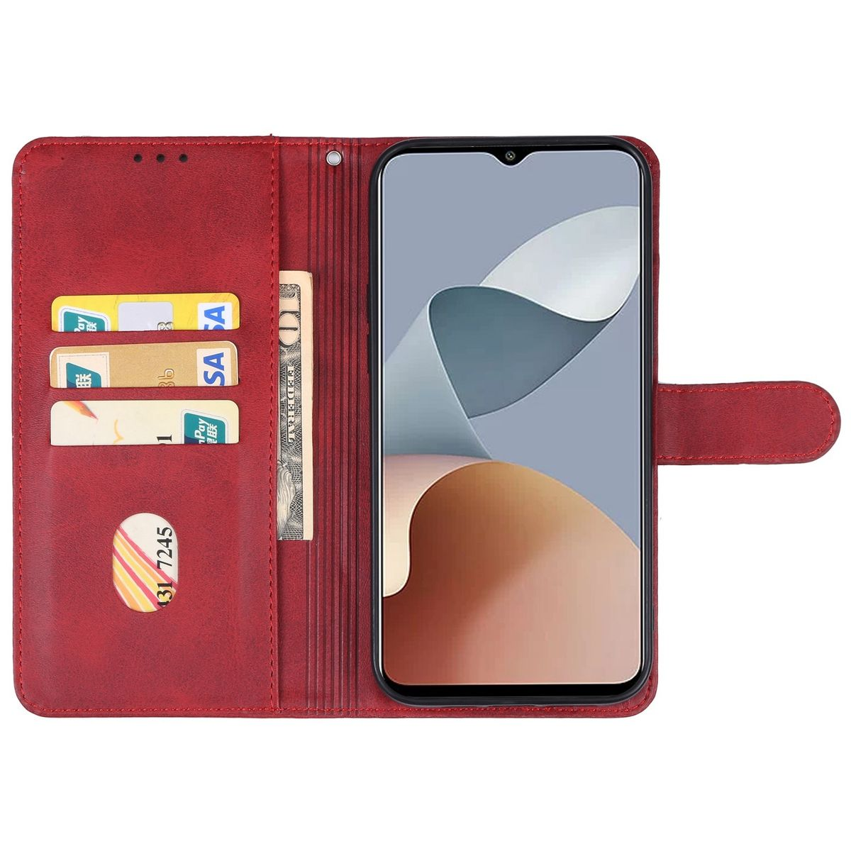 WIGENTO Book Wallet Tasche mit Rot Geld 4G / 50 V50s & Fach, ZTE, Kreditkarten Lite, Blade Axon Bookcover, A73 