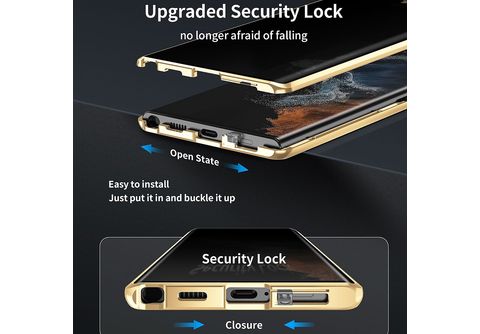 WIGENTO Beidseitiger 360 Grad Magnet / Glas Privacy Hülle, Full Cover,  Samsung, Galaxy S24, Schwarz / Transparent