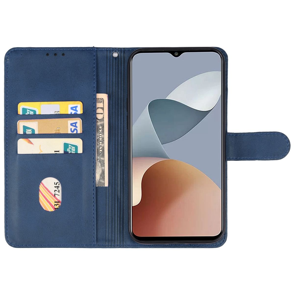WIGENTO Book Wallet A73 / Fach, Blade Blau 50 4G Kreditkarten Geld Axon ZTE, Tasche & Lite, Bookcover, / V50s mit