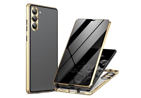 WIGENTO Beidseitiger 360 Grad Magnet Glas Hülle, Full Cover, Samsung,  Galaxy S24 Ultra, Gold / Transparent