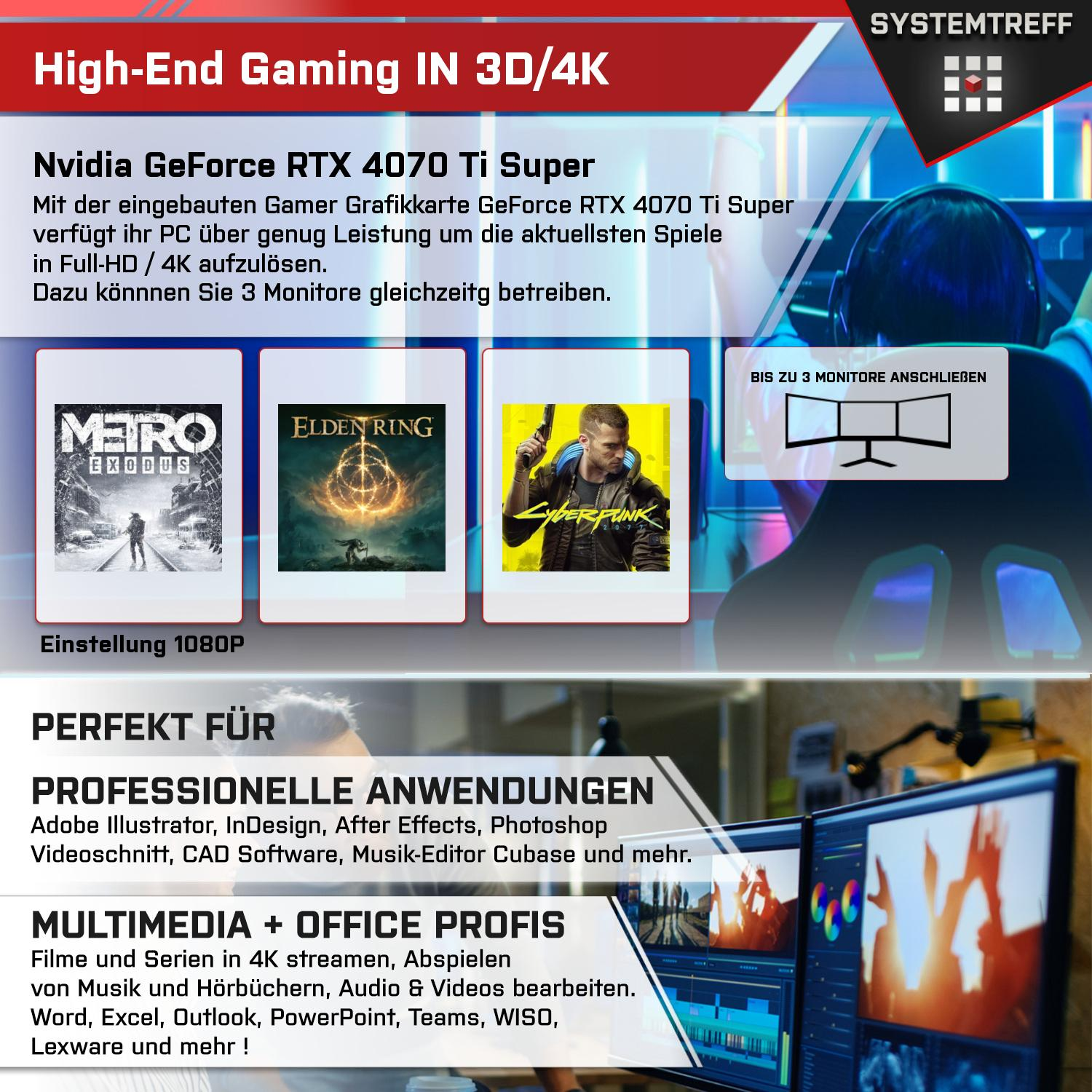 SYSTEMTREFF High-End Gaming Windows 7 mit NVIDIA GB AMD Super™ RAM, Ryzen™ 11 7 Pro, Ti PC 4070 RTX™ AMD mSSD, Prozessor, GeForce Ryzen GB Gaming 1000 32 7700