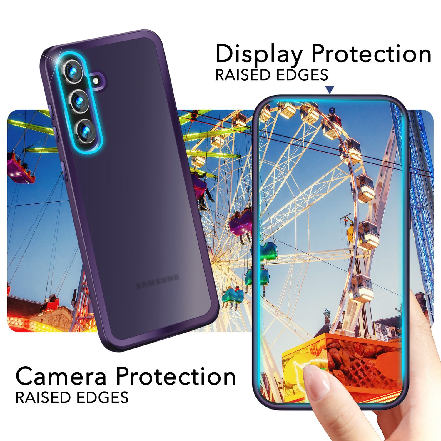 Lila Backcover, Samsung, S24, Galaxy Hybrid NALIA Hülle Semi-Transparente Schutzrahmen, mit