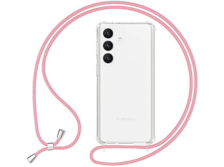NALIA Klare Hybrid Hülle Backcover, zum Galaxy Rosa Kette mit S24 Samsung, Umhängen, Plus