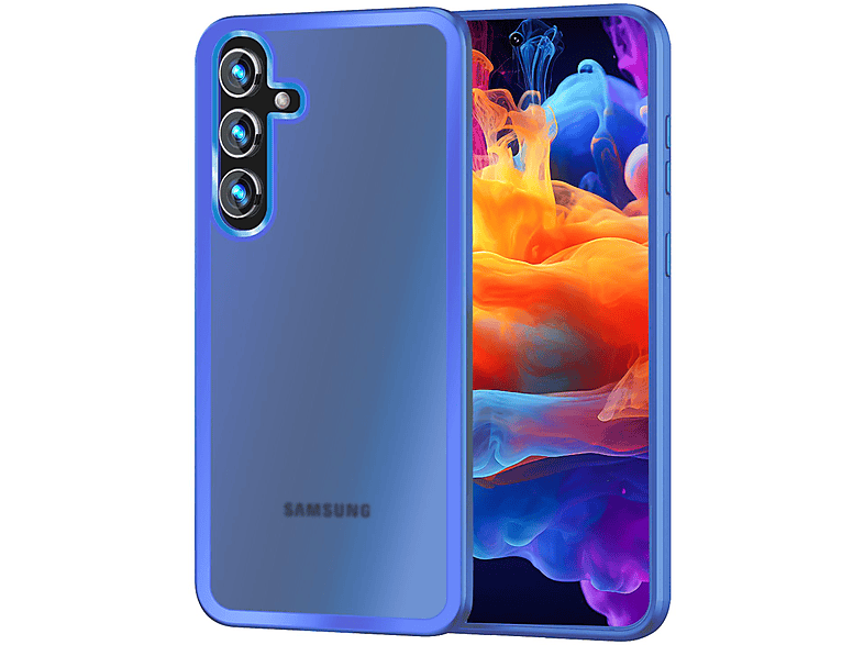 NALIA mit Samsung, Plus, Schutzrahmen, Hülle Galaxy Hybrid Semi-Transparente Backcover, S24 Hellblau