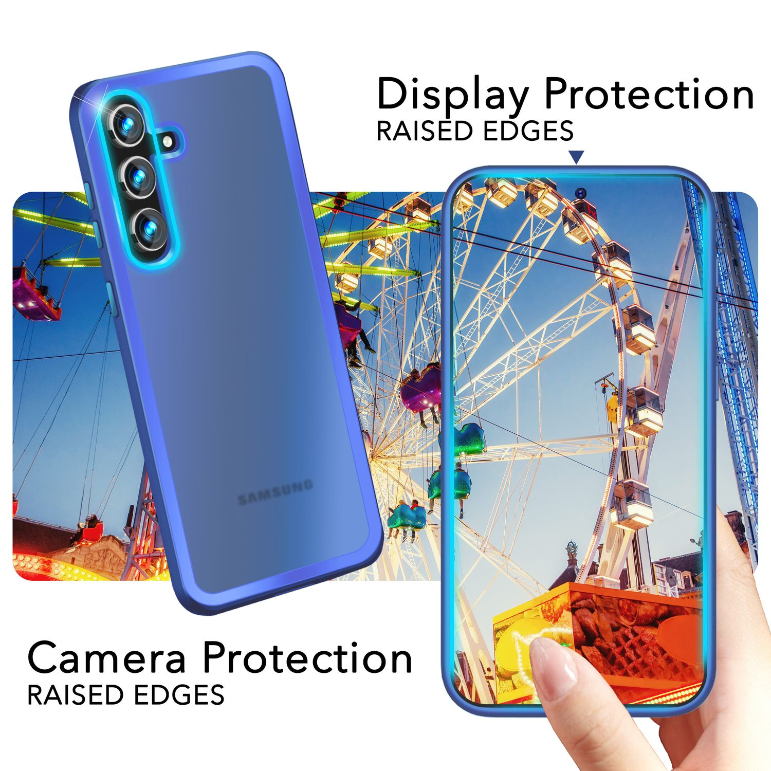 NALIA Semi-Transparente Hybrid Schutzrahmen, Plus, Hülle mit Galaxy Hellblau Samsung, Backcover, S24