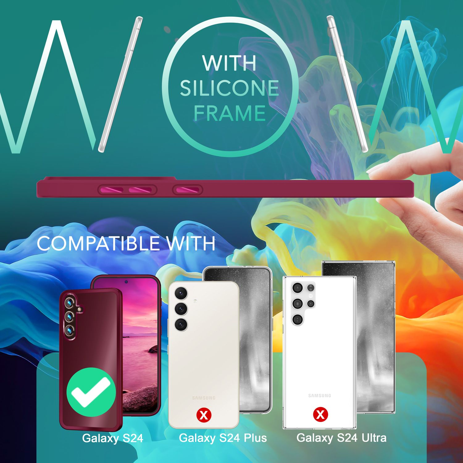 Eine Smartphone-Hülle mit goldfarbenem Rahmen und Sicherheitsverschluss.