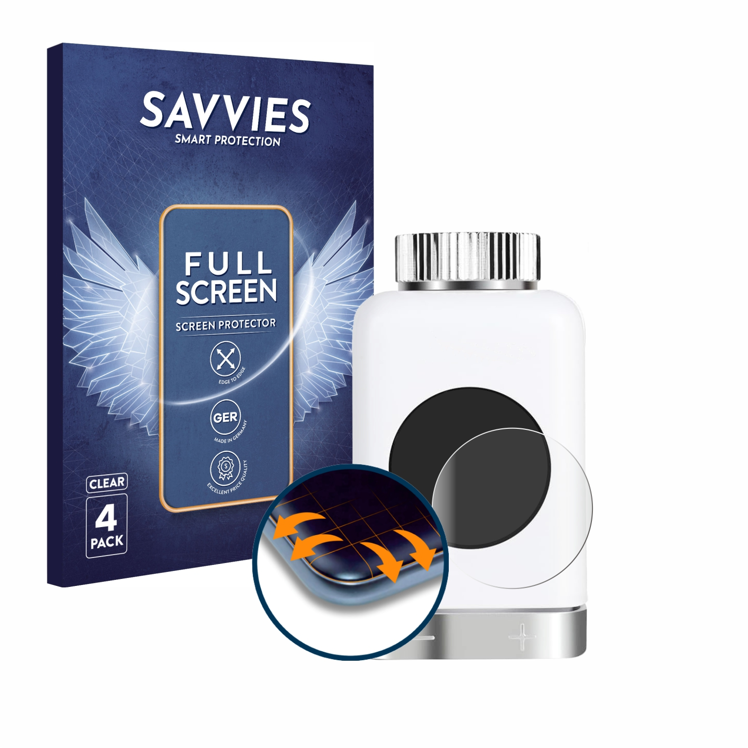 Salcar SAVVIES Schutzfolie(für (Thermostat)) Full-Cover 4x Flex TRV801W Curved 3D