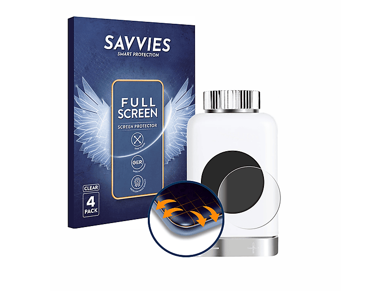 SAVVIES 4x Flex Full-Cover 3D Curved Schutzfolie(für Salcar TRV801W (Thermostat))