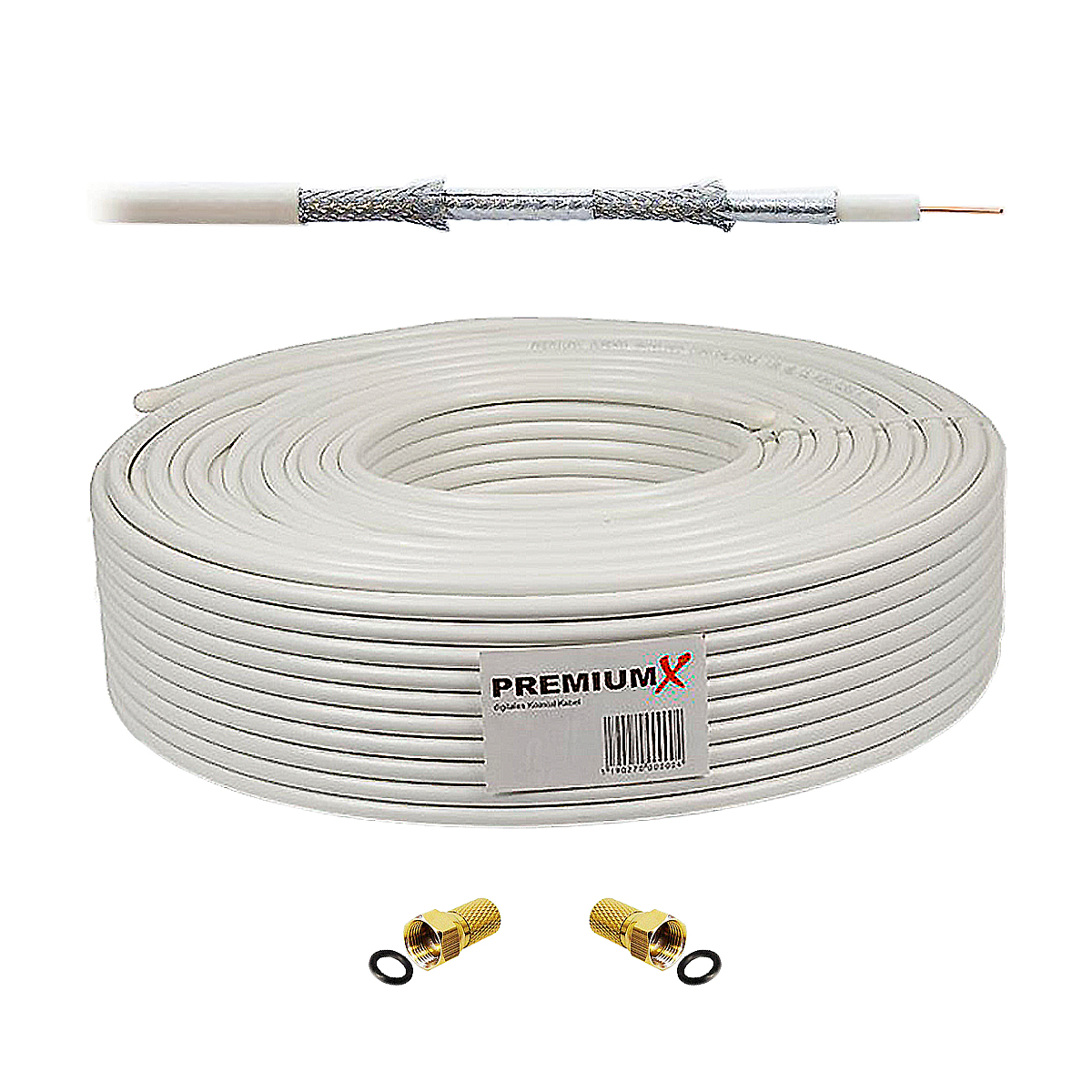 PREMIUMX SAT Anlage Anlage Antenne Sat Kabel ALU LNB 50m (80 LNB) 80cm Quad cm, 45cm Wandhalter Quad