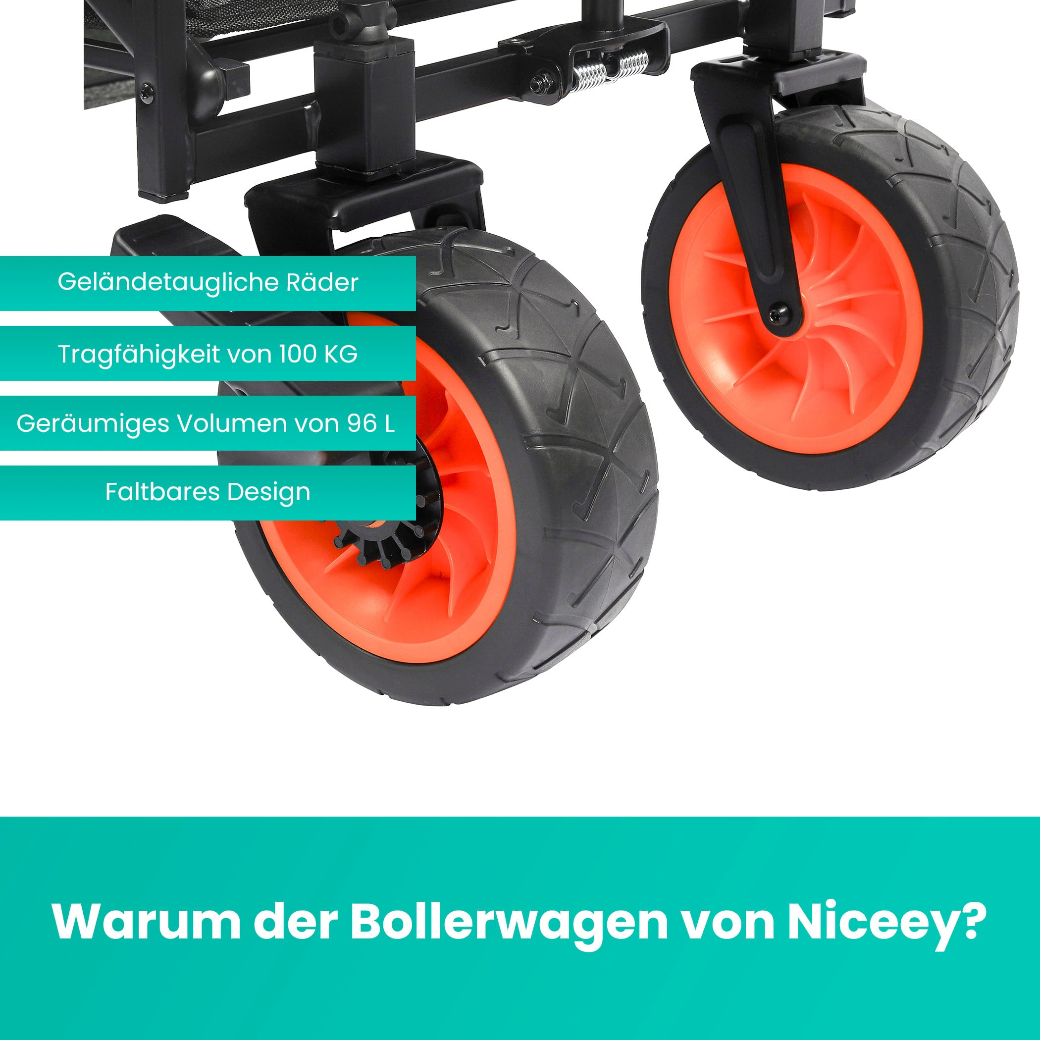 NICEEY OD345W Bollerwagen, Schwarz