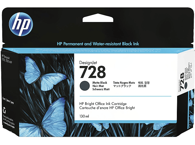 HP 728 Tinte matt schwarz (3WX25A)