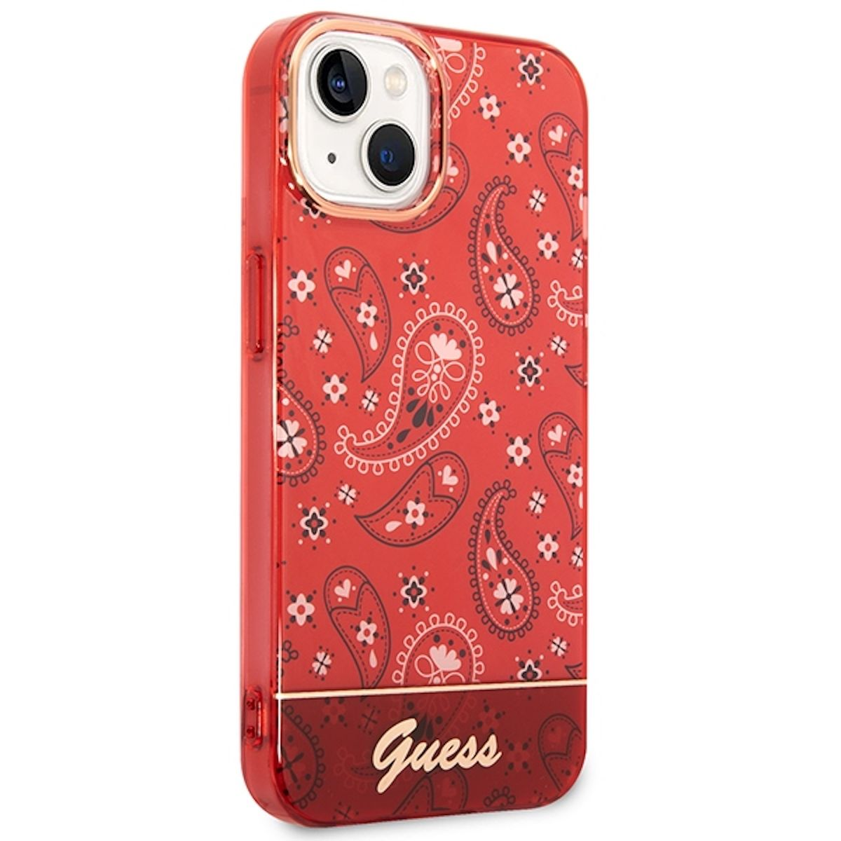 Apple, Hülle, Bandana Rot Design iPhone GUESS 14, Paisley Backcover,