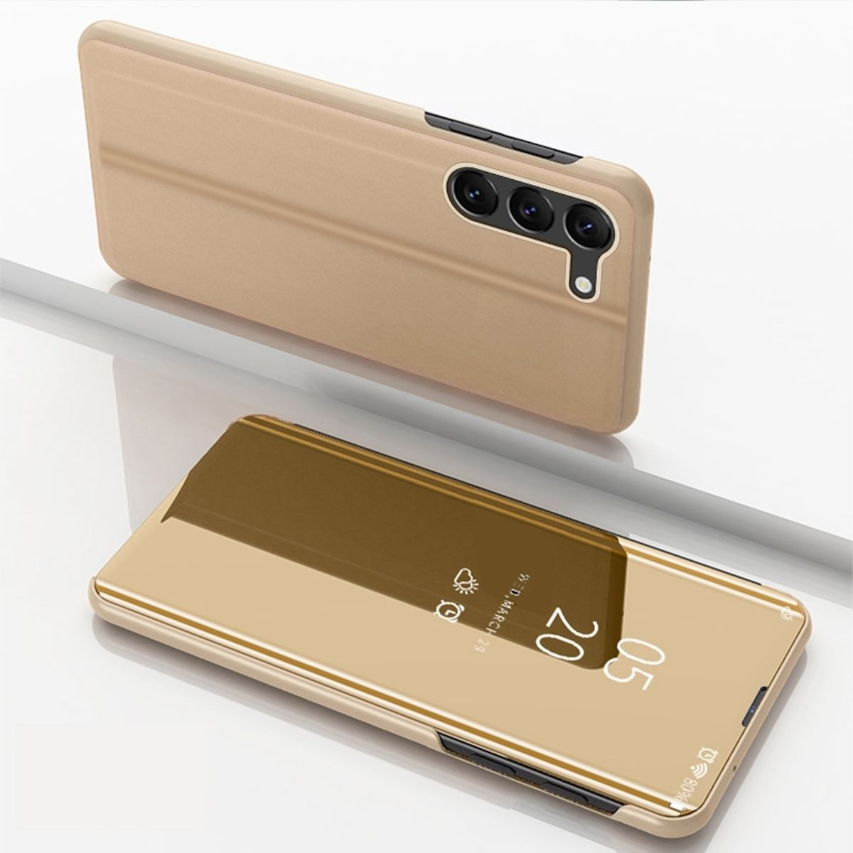 WIGENTO View Smart Spiegel S24 Funktion, Galaxy Gold Cover Mirror Wake Samsung, Bookcover, Plus, UP mit