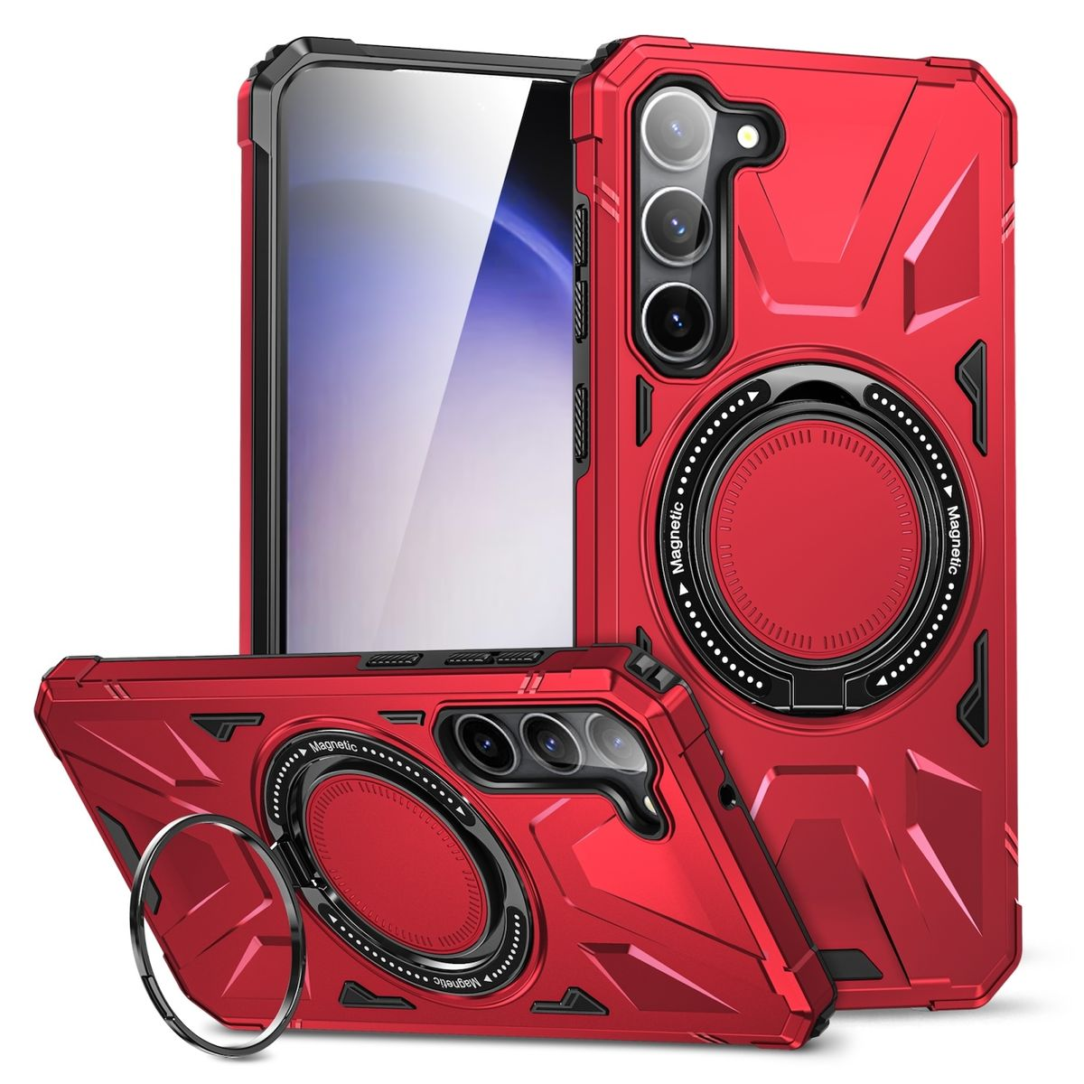 WIGENTO Galaxy Backcover, Ring S24, Rot Samsung, Hülle, Schock MagSafe Magnet