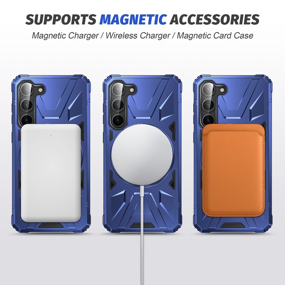 WIGENTO MagSafe Schock Magnet Ring Backcover, Dunkelblau S24 Hülle, Plus, Samsung, Galaxy