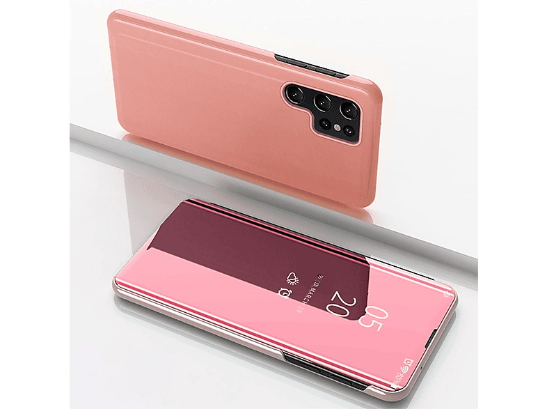 WIGENTO View Smart Pink Bookcover, Wake Funktion, S24 UP Mirror Cover Galaxy Ultra, Samsung, mit Spiegel