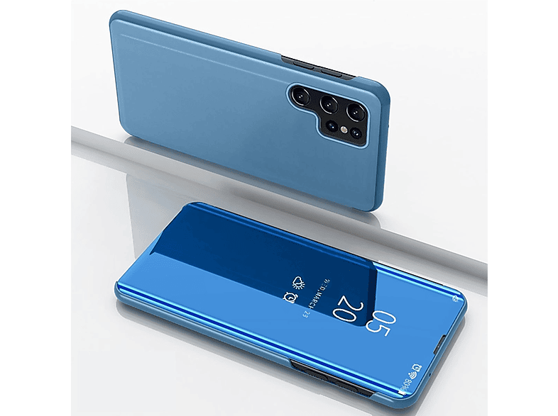 Dunkelblau Smart Wake Samsung, Cover mit Mirror Galaxy View S24 Spiegel Bookcover, Funktion, Ultra, WIGENTO UP