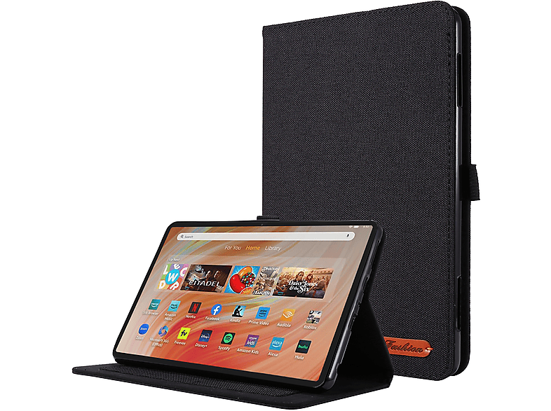 LOBWERK Hülle Schutzhülle Bookcover für Amazon Fire 10 2023 13.Gen 10.1 Zoll Kunststoff, Schwarz