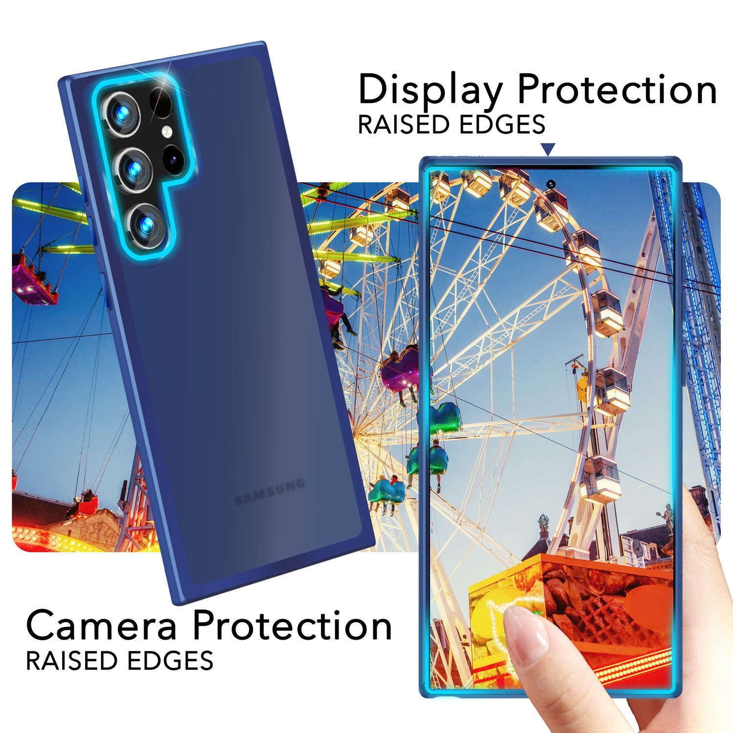 Backcover, Samsung, Hybrid Schutzrahmen, S24 Dunkelblau mit Galaxy Semi-Transparente Ultra, NALIA Hülle