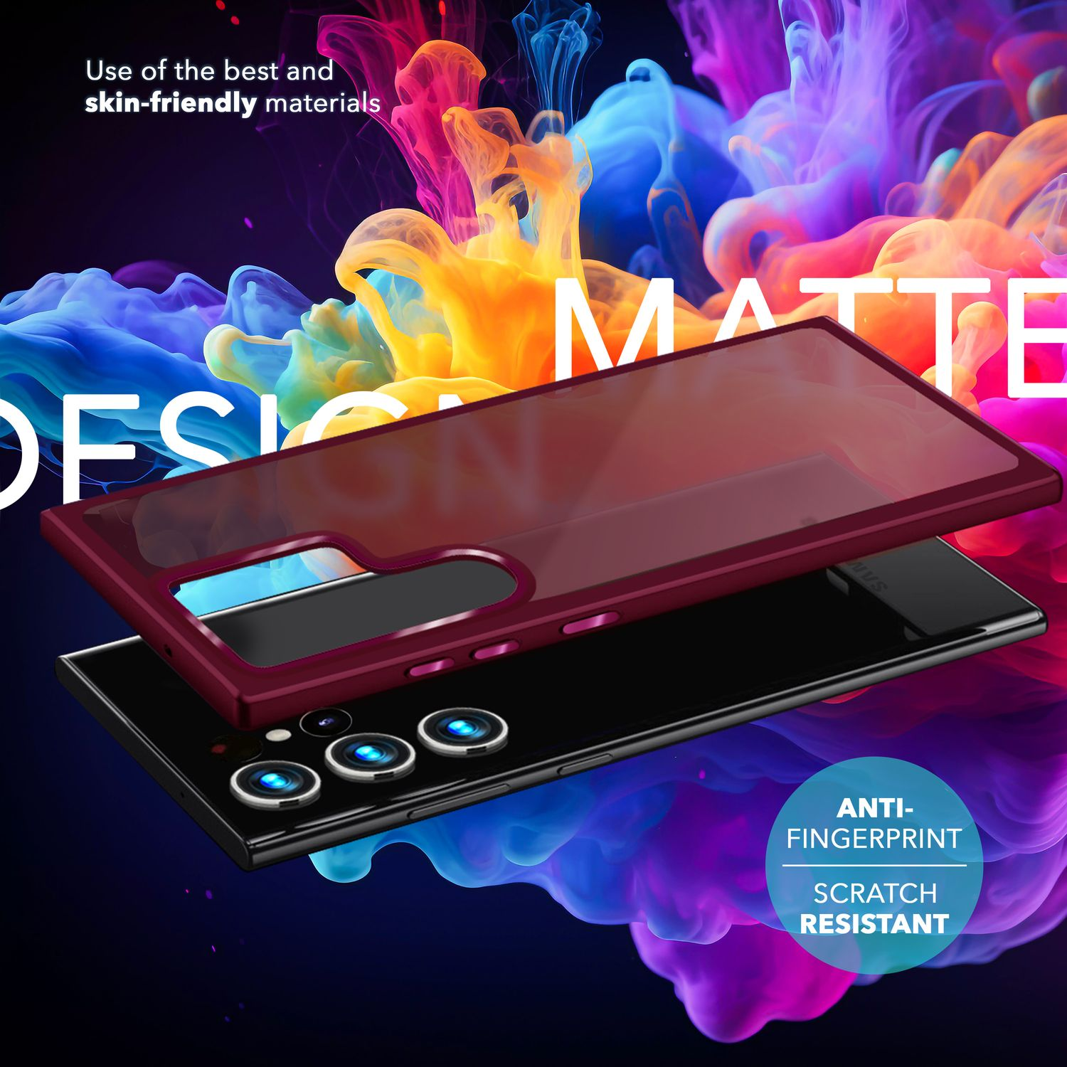 NALIA Semi-Transparente Hybrid Hülle mit Backcover, Rot S24 Galaxy Ultra, Samsung, Schutzrahmen