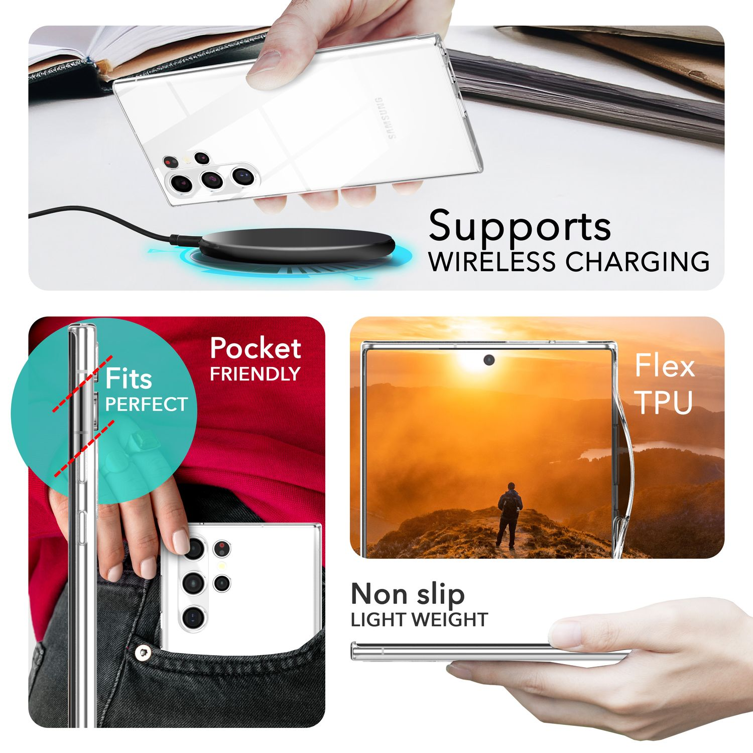 Une coque de téléphone prend en charge la charge sans fil, est de poche et légère.