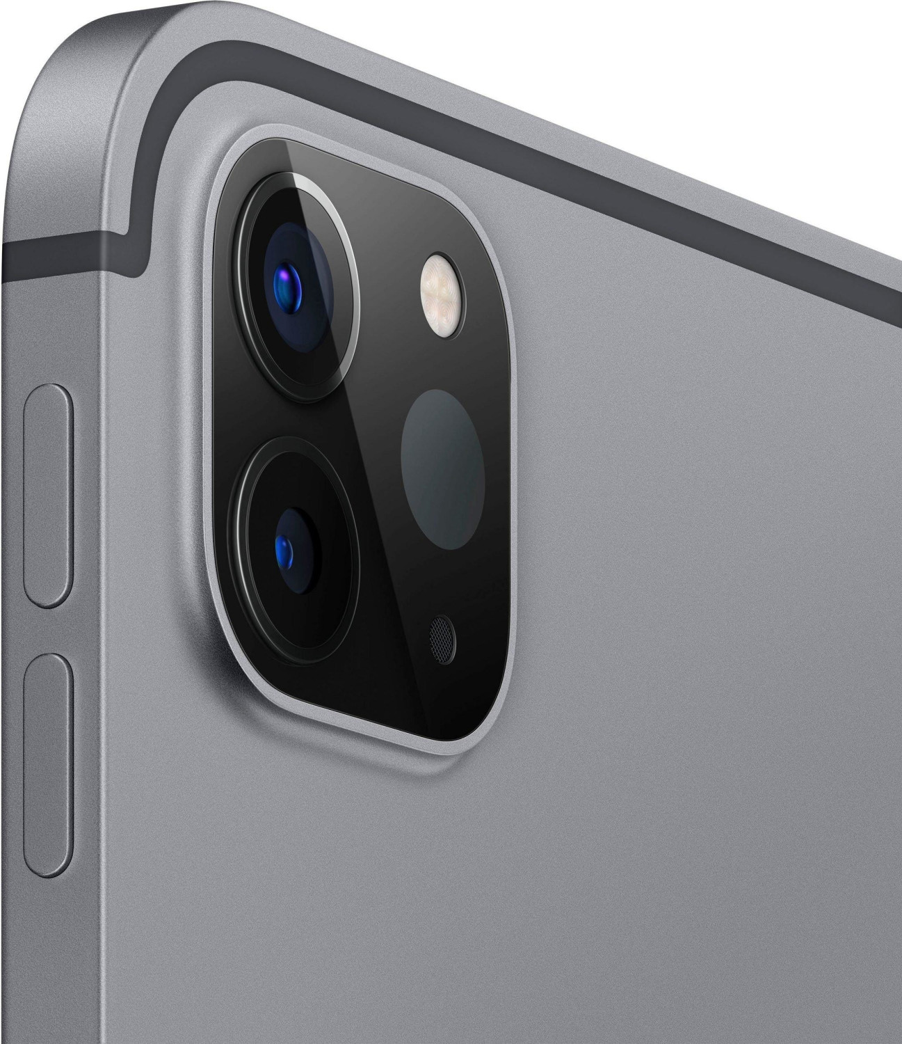 Zbliżenie modułu kamery tabletu. Zawiera dwa obiektywy i lampę błyskową na szarej powierzchni.