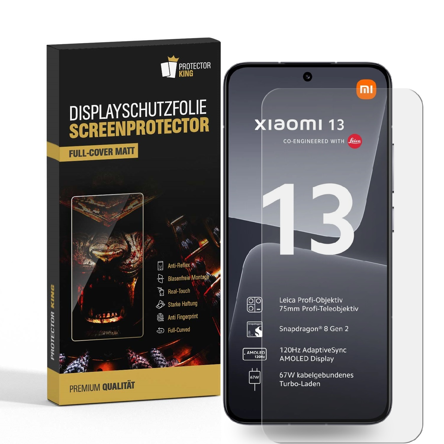 FULL COVER Xiaomi Displayschutzfolie(für PROTECTORKING MATT PREMIUM ENTSPIEGELT 2x 13)