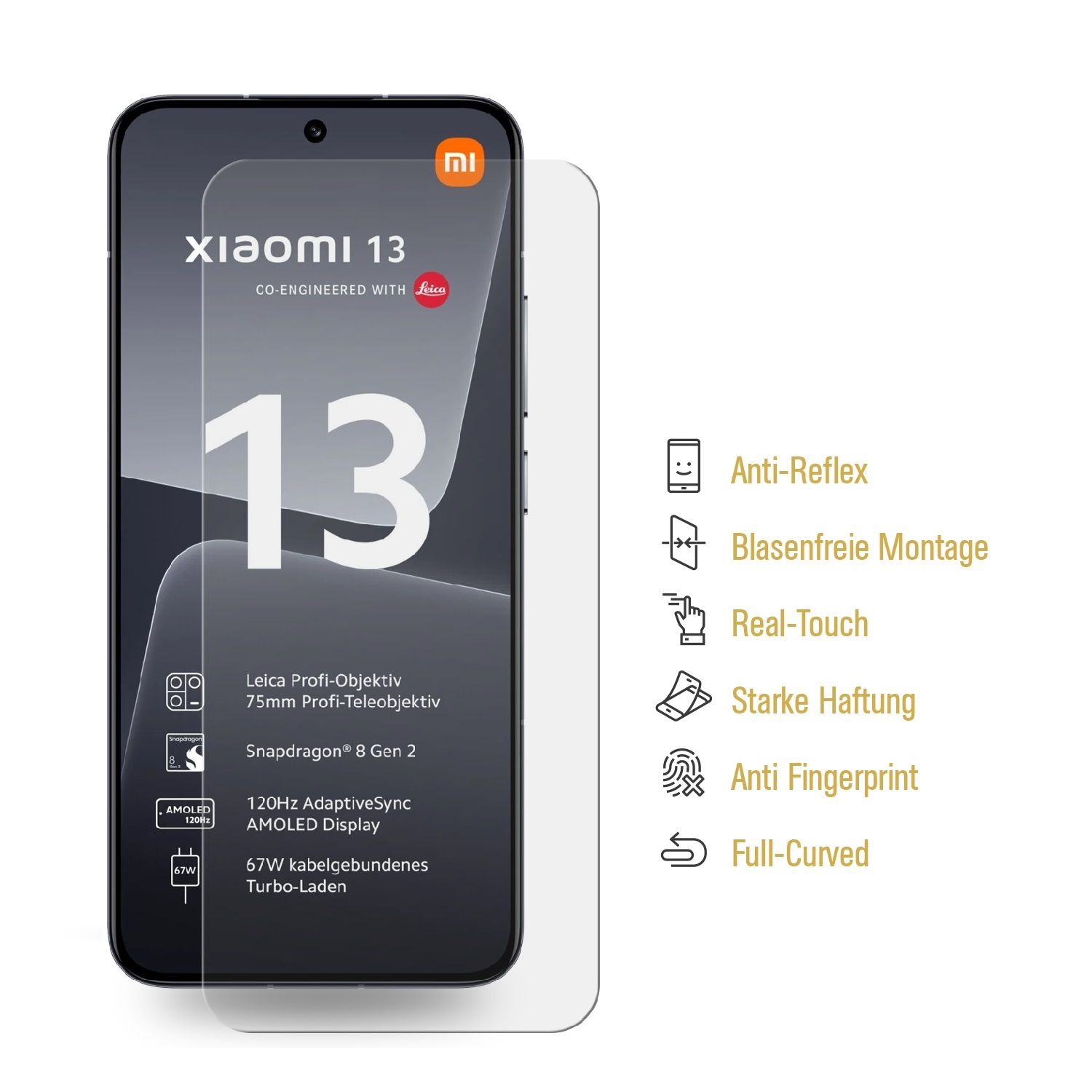 PROTECTORKING 2x FULL COVER Displayschutzfolie(für 13) PREMIUM ENTSPIEGELT Xiaomi MATT