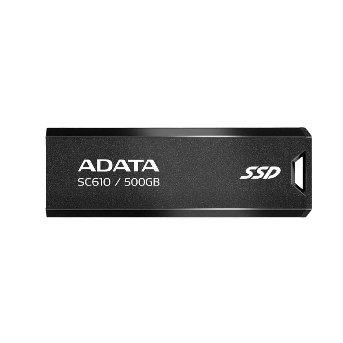 Czarny dysk SSD Adata z białym tekstem. Wydrukowano 'ADATA SC610 / 500GB'. Słowo 'SSD' po prawej.
