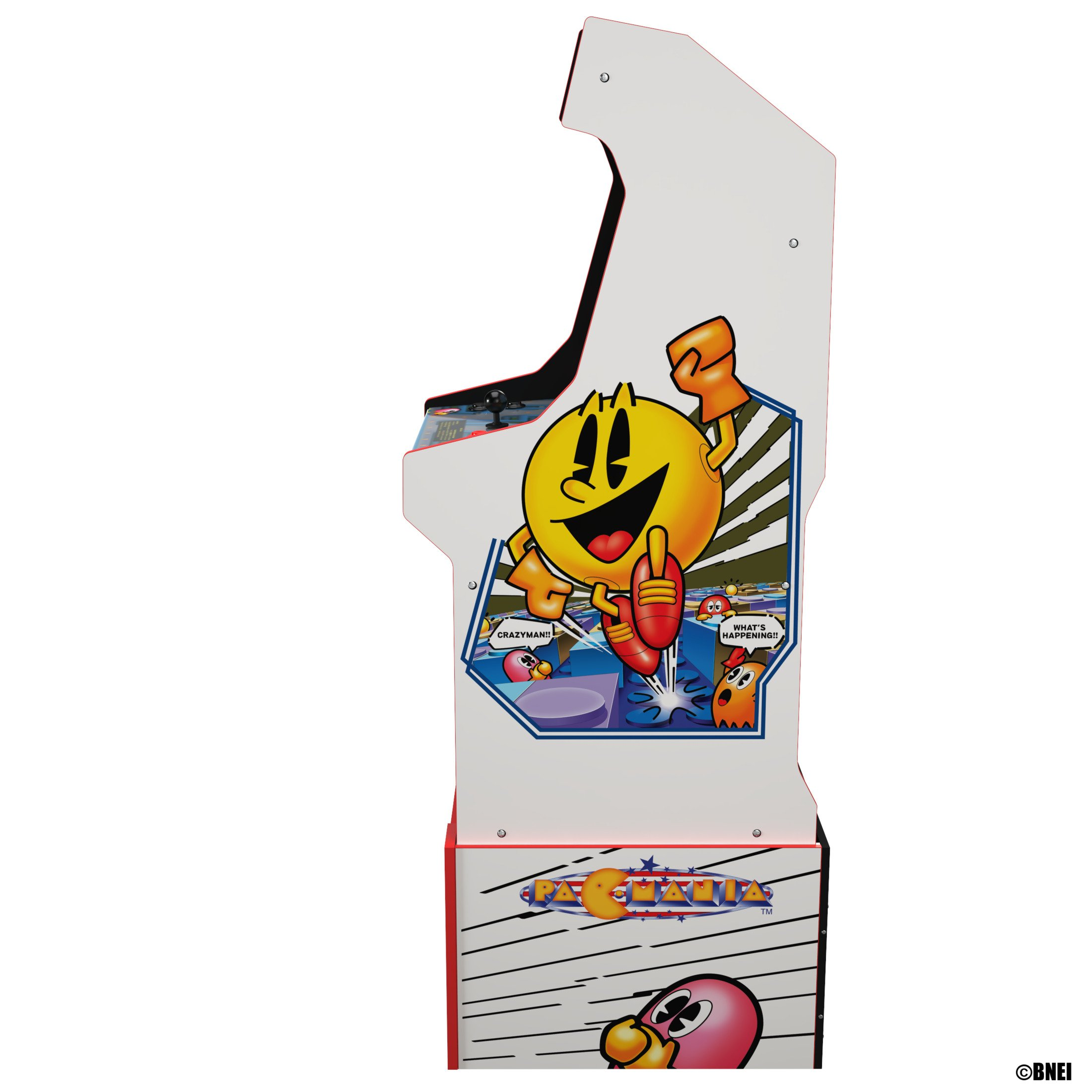 Mobile da sala giochi Pac-Man con grafica su sfondo bianco.