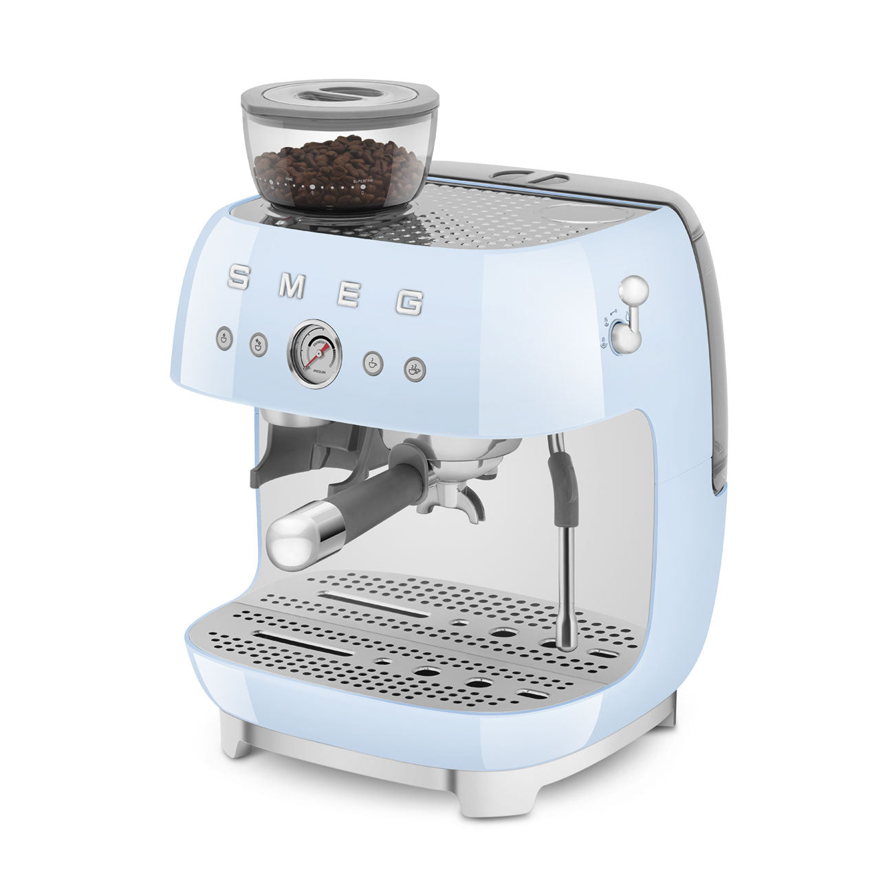 SMEG EGF03PBEU mit Espressomaschine Mahlwerk Pastellblau