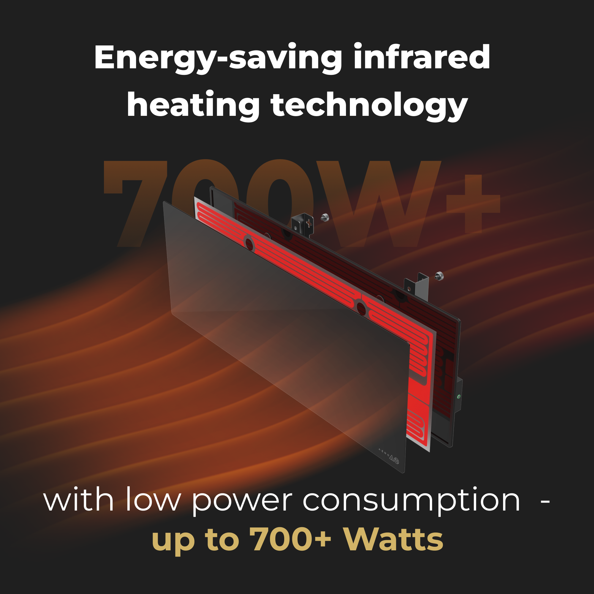 Oszczędzająca energię technologia ogrzewania na podczerwień ze schematem elementów grzejnych.