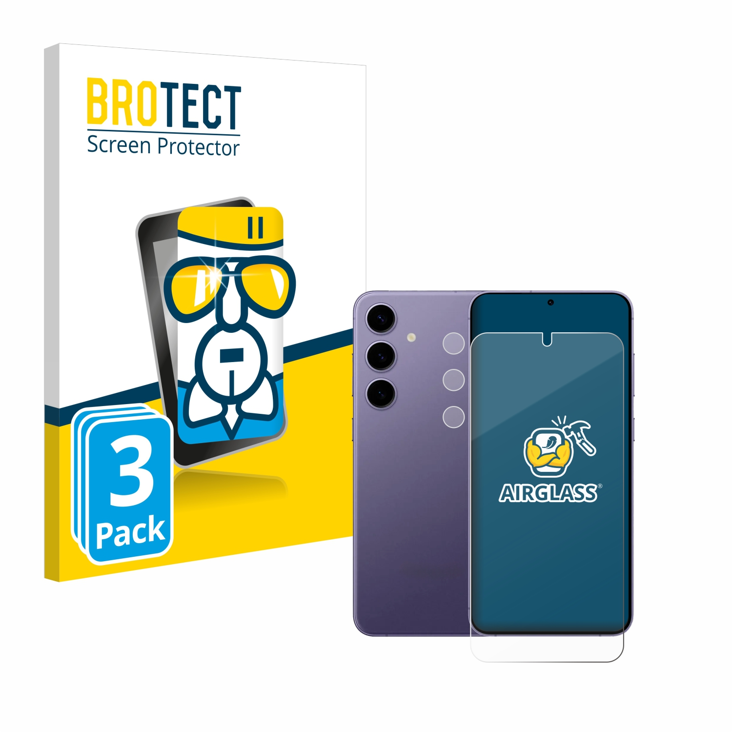 BROTECT 3x Airglass klare Samsung S24 Galaxy Schutzfolie(für Plus)