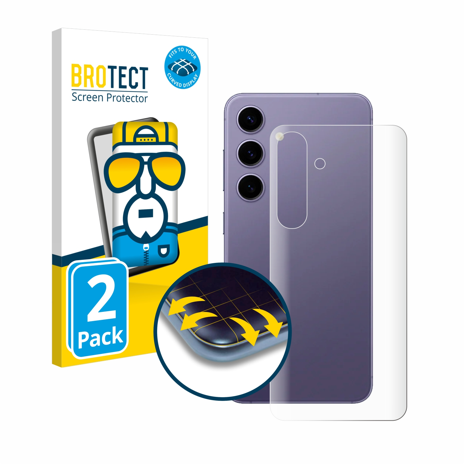 BROTECT 2x Schutzfolie(für Samsung 3D Galaxy Full-Cover Curved S24) Flex