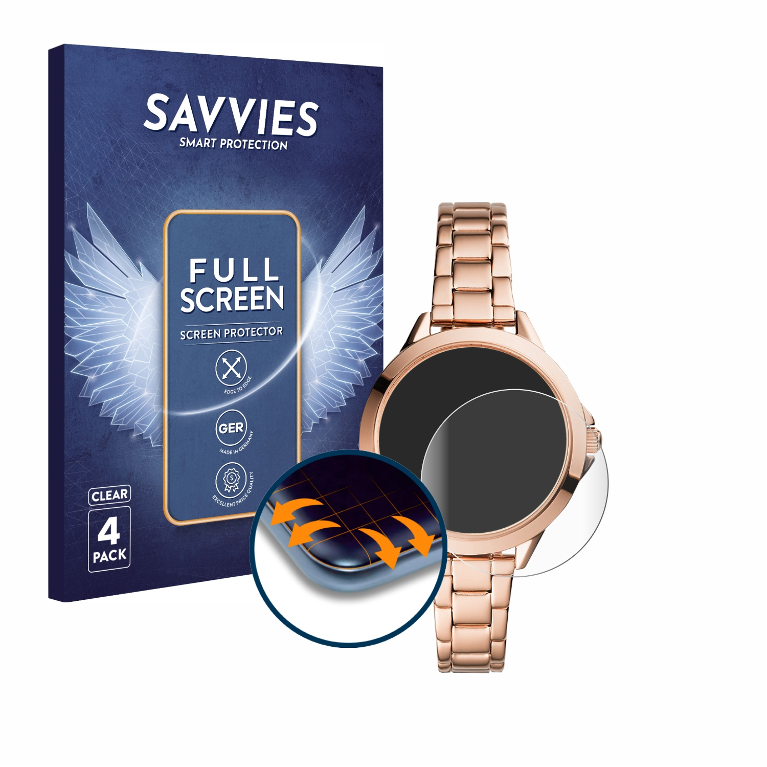 Flex Sadie) Curved Schutzfolie(für 3D Fossil Full-Cover SAVVIES Hybrid 4x
