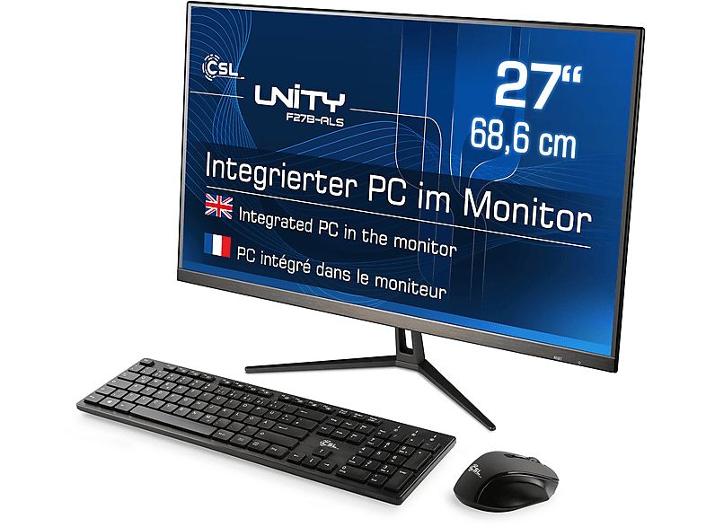 CSL Unity F27B-ALS, All-in-One-PC mit 27 Zoll Display, 32 GB RAM, 1000 GB SSD, Schwarz