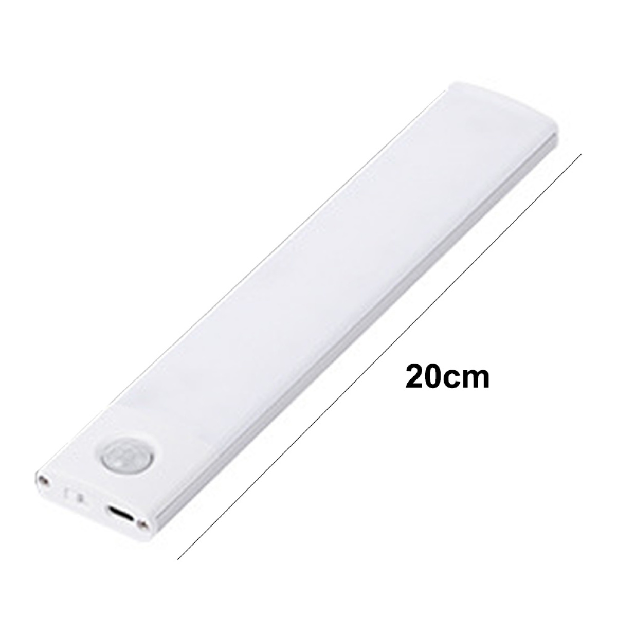 Weiße LED-Lichtleiste mit 20 cm Länge. Es hat einen Bewegungssensor.