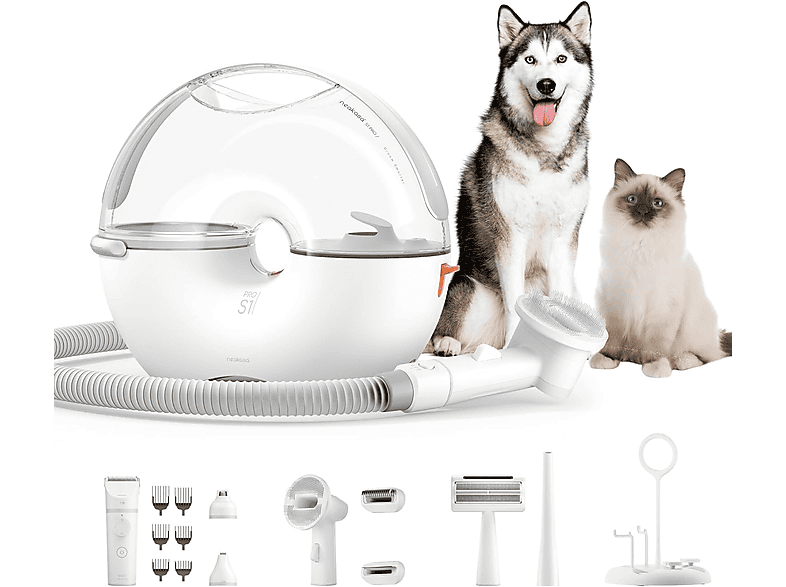 NEAKASA S1 Pro Profi Haustierpflegeset, Tierhaarentferner mit 8 Pflegewerkzeugen, 3L Staubbehälter Hundeschermaschine mit Staubsauger