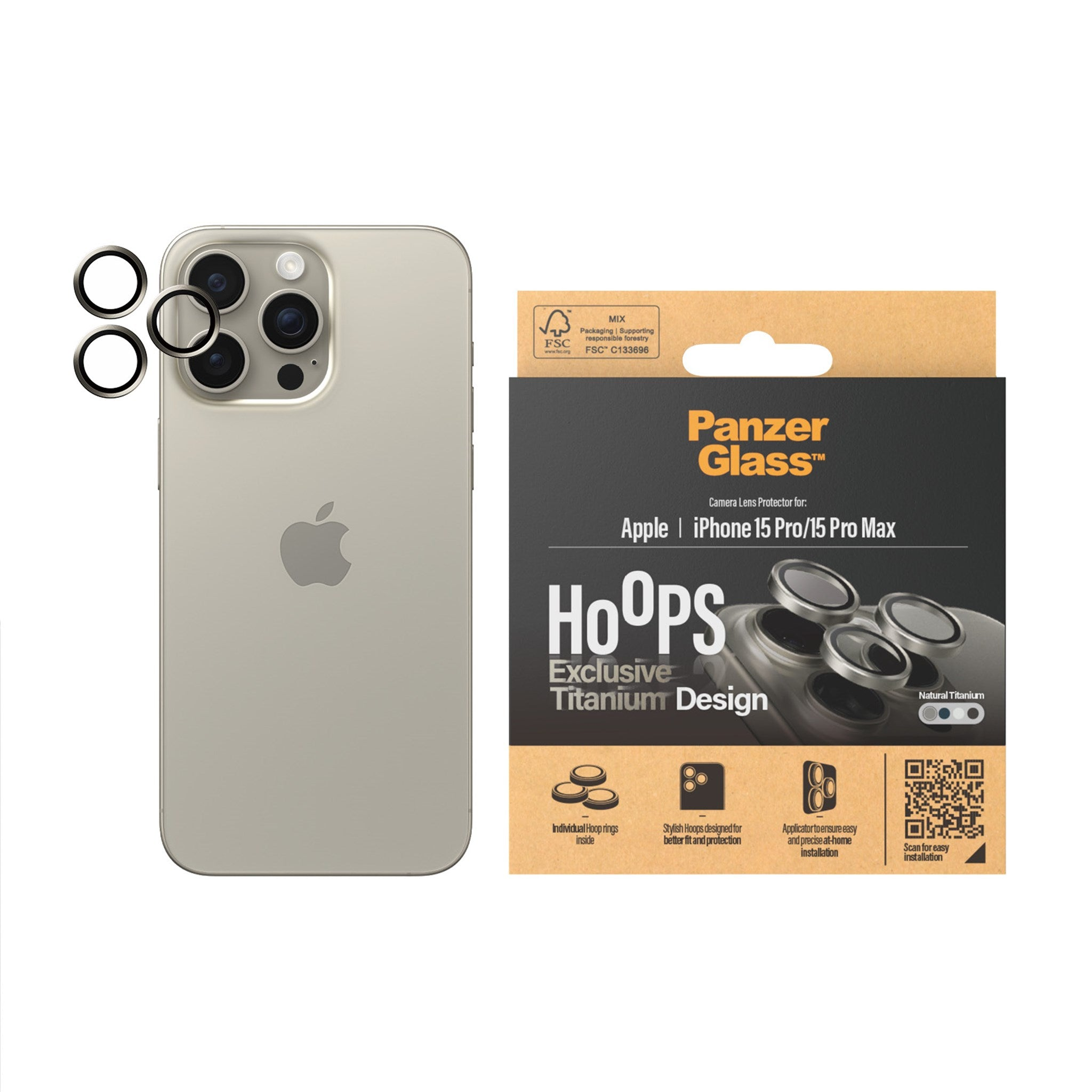 Kameraschutz(für | 15 15 | Apple Hoops™ iPhone Pro Max) PANZERGLASS Natürlich Pro Kameraschutz Titanium