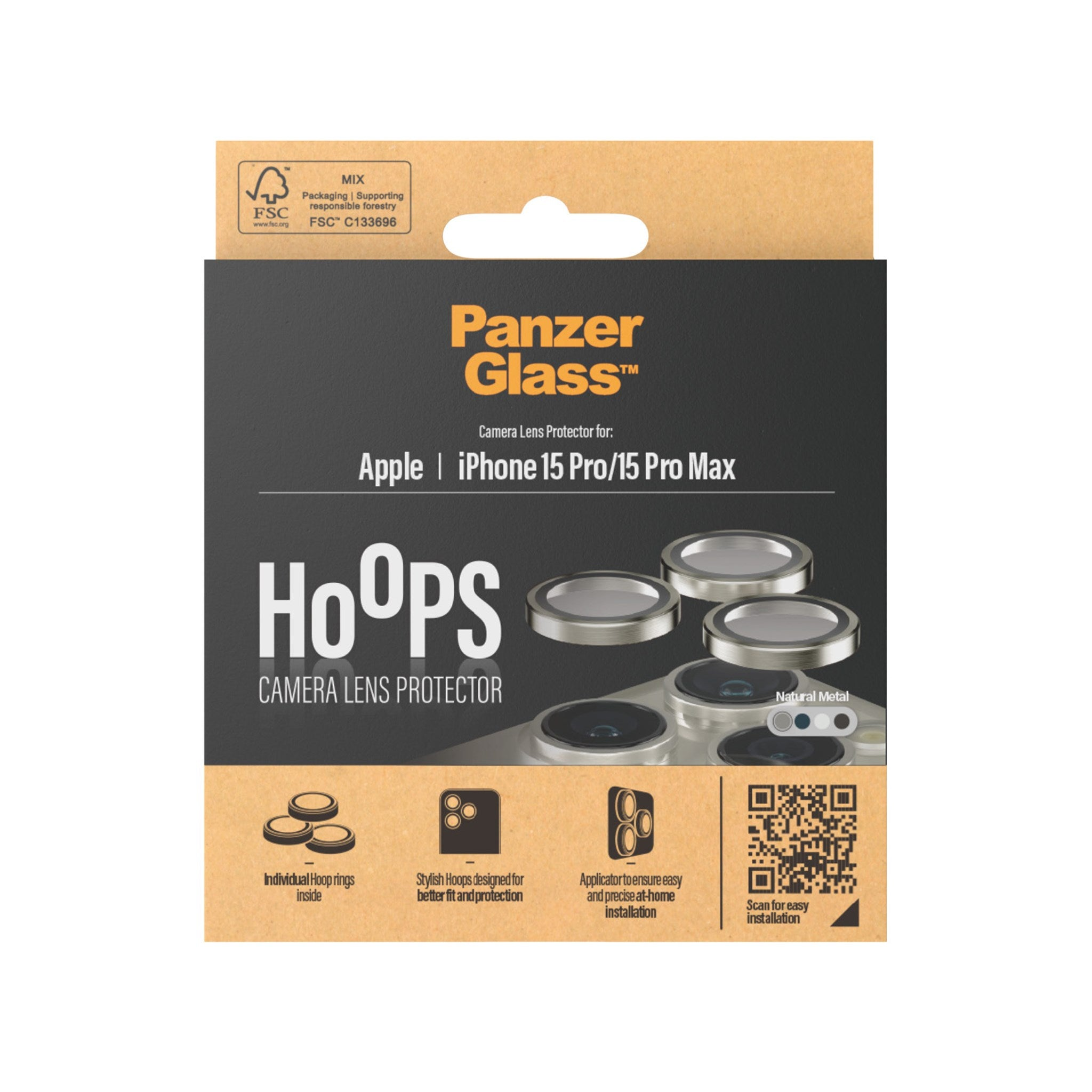 Metall 15 Kameraschutz Natürliches Hoops™ | PANZERGLASS Kameraschutz(für Apple 15 iPhone Pro | Pro Max)