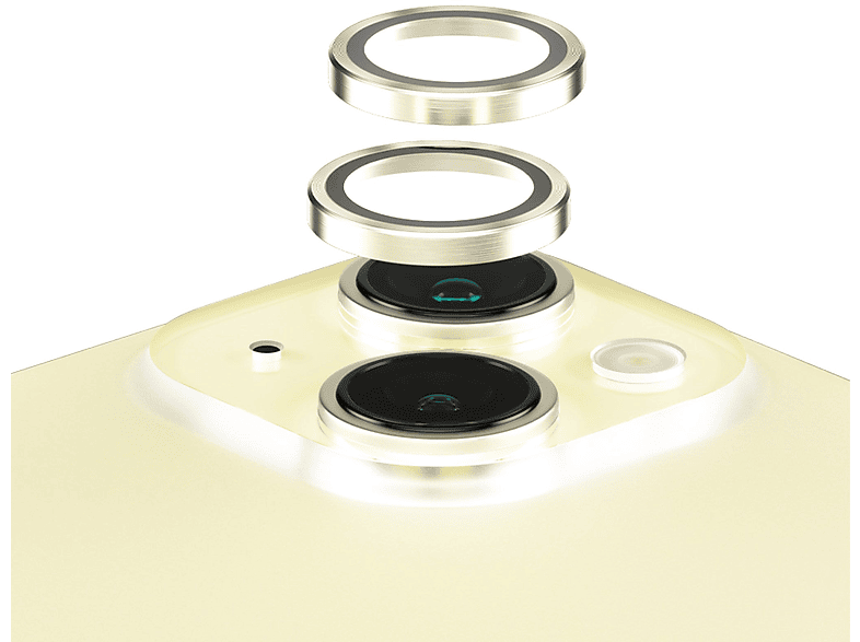 PANZERGLASS Hoops™ Kameraschutz | Gelb Kameraschutz(für Apple iPhone 15 | 15 Plus)